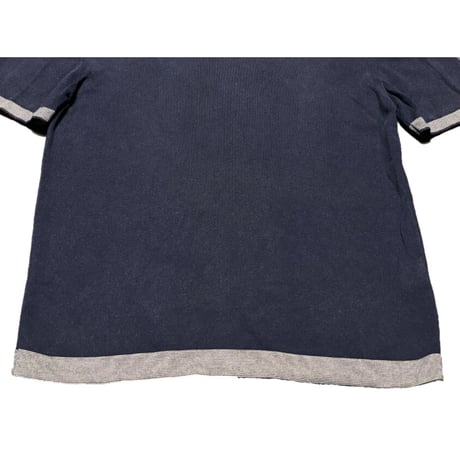 MADE IN ITALY製 ROBERTO COLLINA for UNITED ARROWS Vネックニットポロシャツ ネイビー 46サイズ