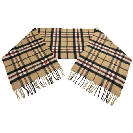 MADE IN SCOTLAND製 Pringle OF SCOTLAND チェック柄カシミヤマフラー ベージュ