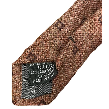 MADE IN ITALY製 GIORGIO REDAELLI 小紋柄シルクウールネクタイ ブラウン