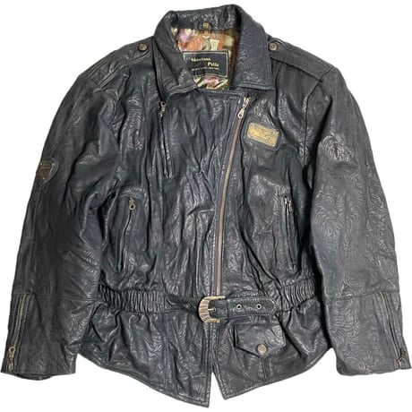 MONTANA PELLE レザーライダースジャケット ブラック 40サイズ
