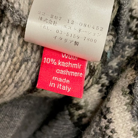 MADE IN ITALY製 altea ショールカラーウールカシミヤベスト マルチカラー Mサイズ