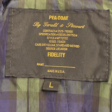 【SHIPS 取り扱い】 MADE IN USA製 FIDELITY × SHIPS ウールナイロンPコート ブラック Lサイズ