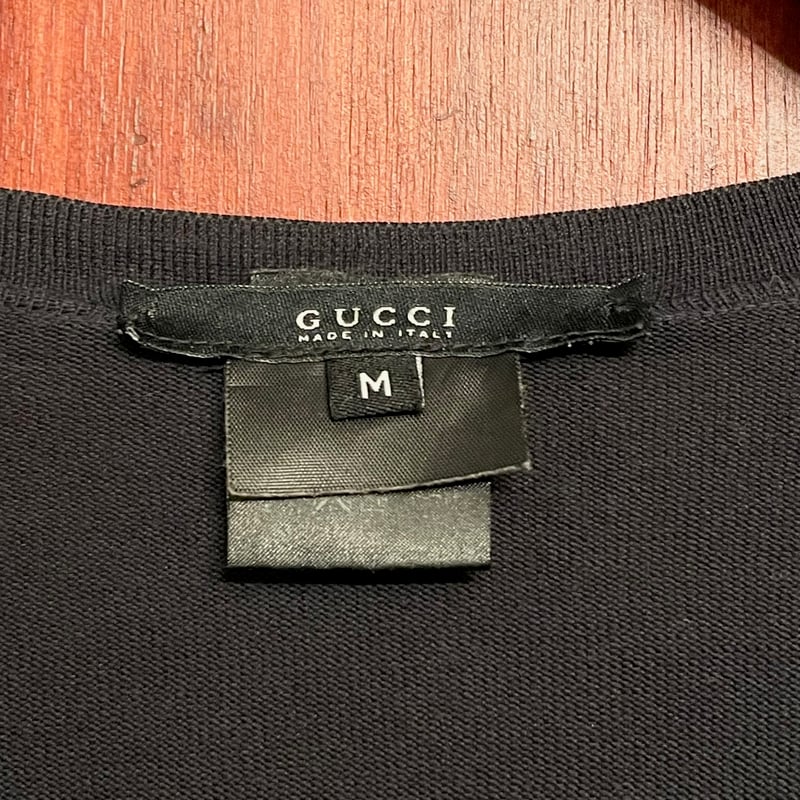 MADE IN ITALY製 GUCCI クルーネックコットンセーター ブラック 50サイズ ...