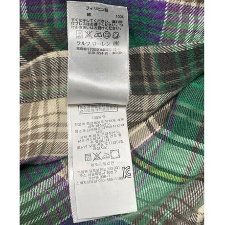 RALPH LAUREN CUSTOM FIT 長袖チェック柄シャツ グリーン Mサイズ