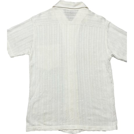 MADE IN ITALY製 Ermenegildo Zegna 半袖リネンコットンシャツ 生成り XS/46サイズ