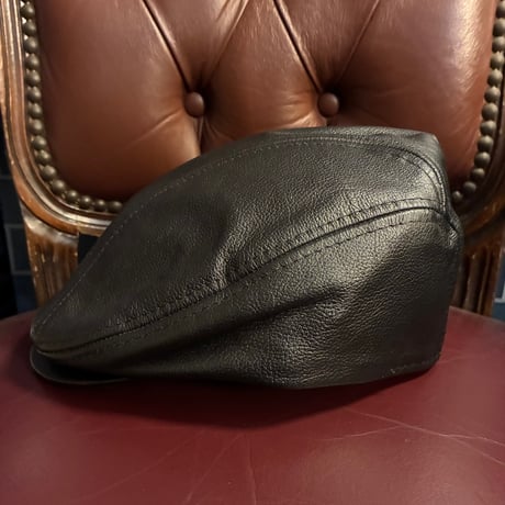 MADE IN USA製 KBETHOS Genuine leather 本革 レザーハンチングキャップ ブラック S/Mサイズ