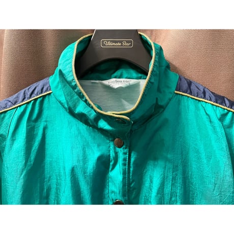 LONDON FOG ボーダー切り替えナイロンジャケット グリーン Mサイズ