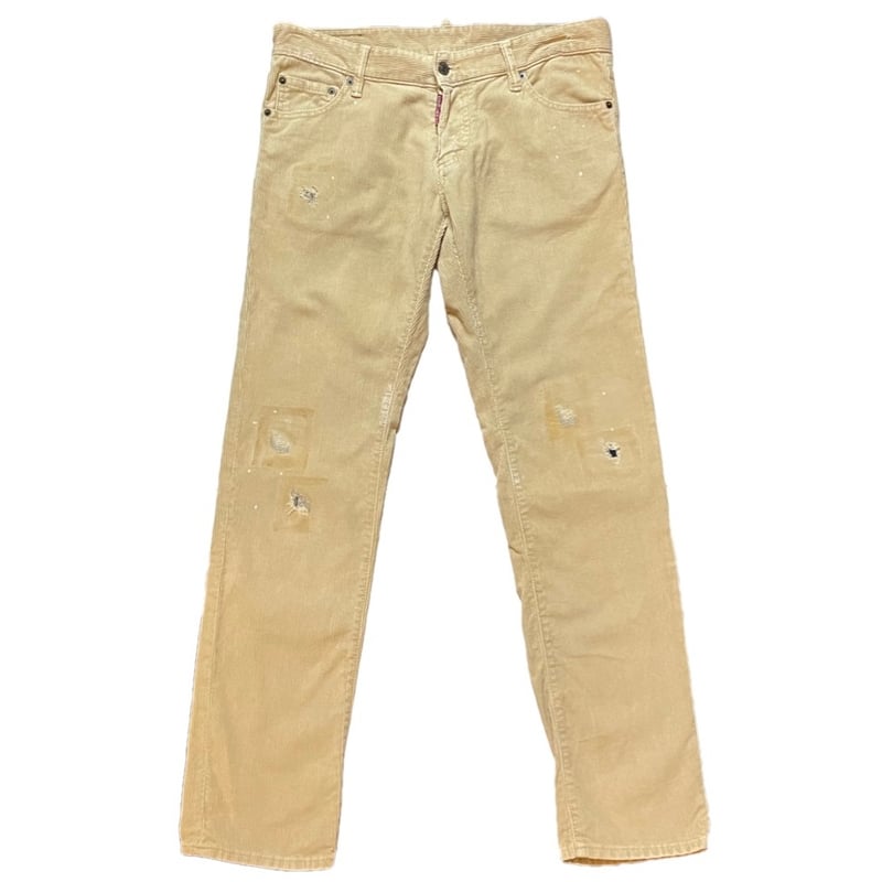 MADE IN ITALY製 DSQUARED2 ダメージ加工コーデュロイパンツ ベージュ 5 