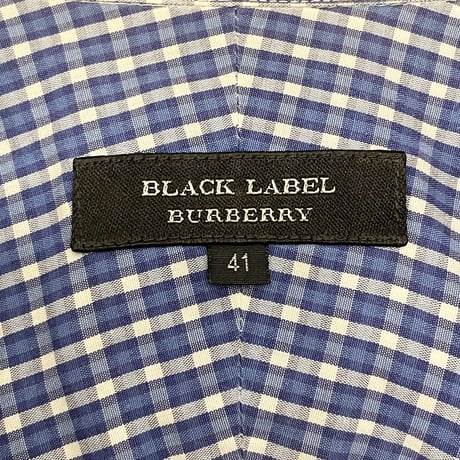 BURBERRY BLACK LABEL ギンガムチェック柄長袖ボタンダウンシャツ ブルー 41サイズ