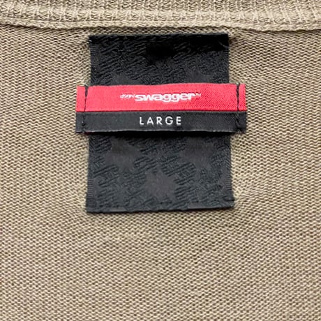 SWAGGER ヘンリーVネックニットTシャツ ブラウン Lサイズ