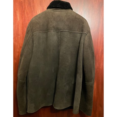 90s～00s J.CREW ラムレザーフルジップムートンジャケット ブラウン Mサイズ