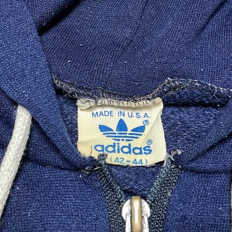 希少 MADE IN USA製 old adidas フルジップパーカー ネイビー Lサイズ