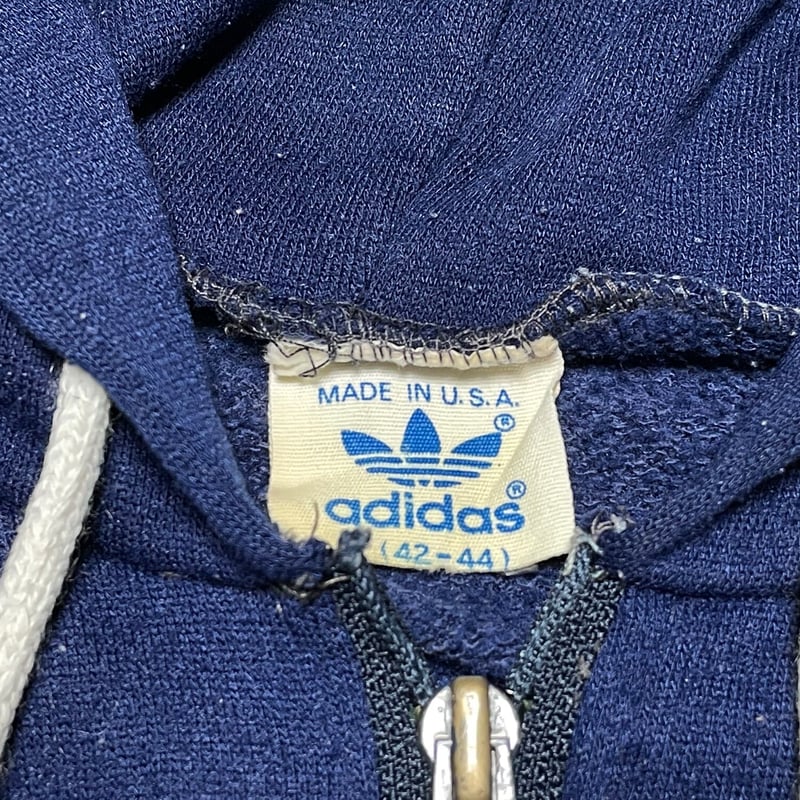 希少 MADE IN USA製 old adidas フルジップパーカー ネイビー Lサイズ