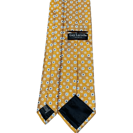 MADE IN ITALY製 Guy Laroche 小紋柄 シルクネクタイ オレンジ