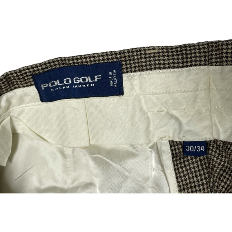 POLO GOLF RALPH LAUREN 千鳥格子ウールスラックス ブラウン W L3