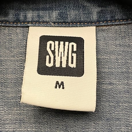 MADE IN JAPAN製 SWAGGER バック刺繍長袖デニムウエスタンシャツ インディゴ Mサイズ