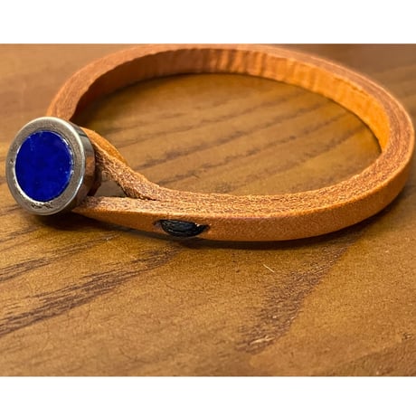 ★新品★ MADE IN ITALY製 TULSI PETRA ラピスラズリ ハンドメイドレザーブレスレット ナチュラル XS～Mサイズ