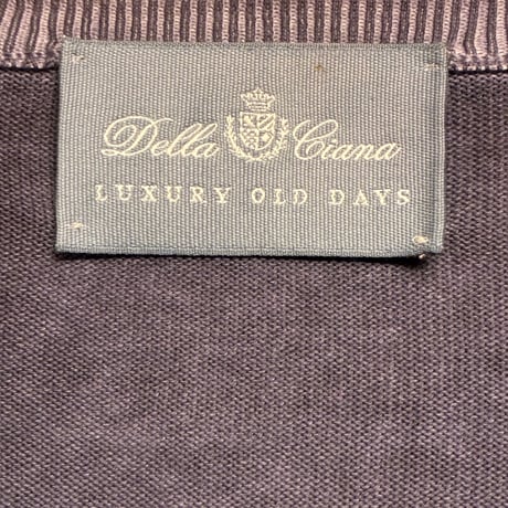 ☆タグ付き新古品☆ MADE IN ITALY製 Della Ciana グラデーション染め コットンVネックセーター パープル 50サイズ