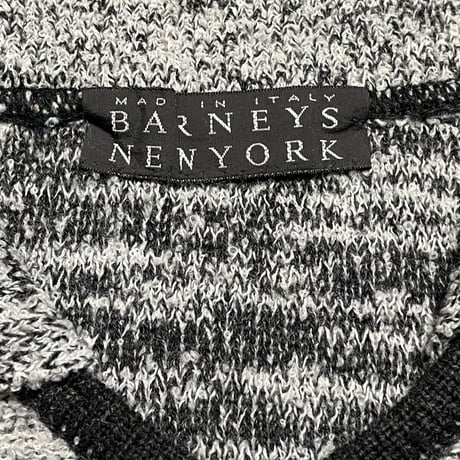 MADE IN ITALY製 BARNEYS NEWYORK 襟付きVネックセーター ホワイト×ブラック 46サイズ