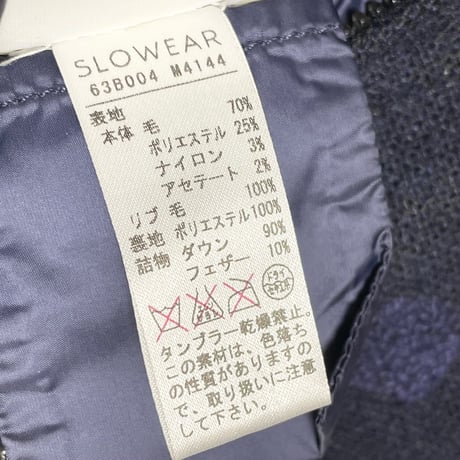 MADE IN ROMANIA製 MONTEDORO ドット柄ウールダウンベスト ネイビー 46サイズ