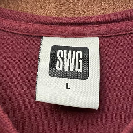 MADE IN JAPAN製 SWAGGER ポケット付きバックプリントTシャツ ワイン Lサイズ