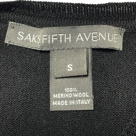 MADE IN ITALY製 SAKS FIFTH AVENUE メリノウールニットベスト ブラック Sサイズ