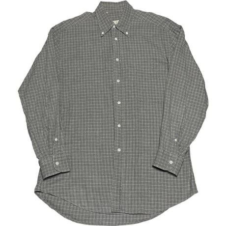 Ermenegildo Zegna AT BARNEYS NEW YORK 長袖ボタンダウンチェック柄シャツ グレー 38/15サイズ