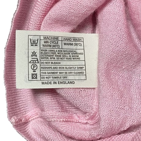 ▲訳あり商品▲ MADE IN ENGLAND製 JOHN SMEDLEY メリノウールVネックセーター ベビーピンク Sサイズ