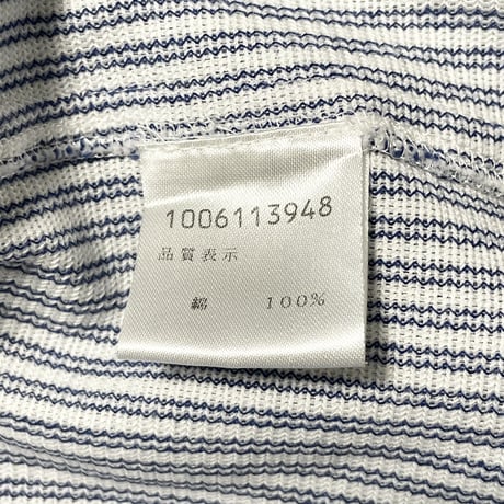 MADE IN JAPAN製 301 TRECHENTOUNO 長袖ニットストライプシャツ ブルー 50サイズ