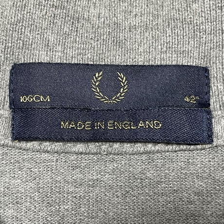 ▲訳あり商品▲ MADE IN ENGLAND製 FRED PERRY 襟ラインツートーンカラー半袖鹿の子ポロシャツ グレー×ホワイト 42/XLサイズ