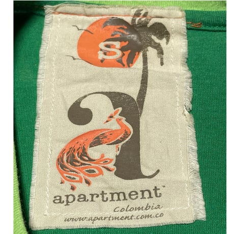 apartment colombia ペンキ加工Tシャツ グリーン Sサイズ