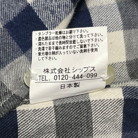 SHIPS ブロックチェック柄 ボタンダウンシャツ ネイビーSサイズ