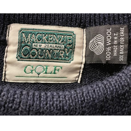 MADE IN NEW ZEALAND製 MACKENZIE COUNTRY GOLF クルーネックウールセーター ネイビー Mサイズ