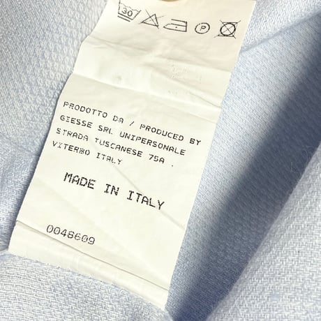 ▲訳あり商品▲ MADE IN ITALY製 eleventy 長袖リネンコットンシャツ サックスブルー 42-16 1/2サイズ