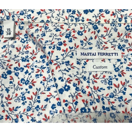 【nano universe取り扱い】MASTAI FERRETTI 長袖花柄シャツ ホワイト 38-15サイズ