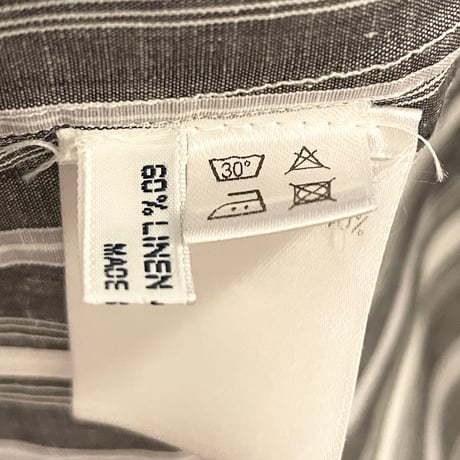【BARNEYS NEWYORK 取り扱い】 MADE IN ITALY製 FRAY ストライプ柄長袖リネンコットンシャツ マルチカラー 37-14 1/2サイズ