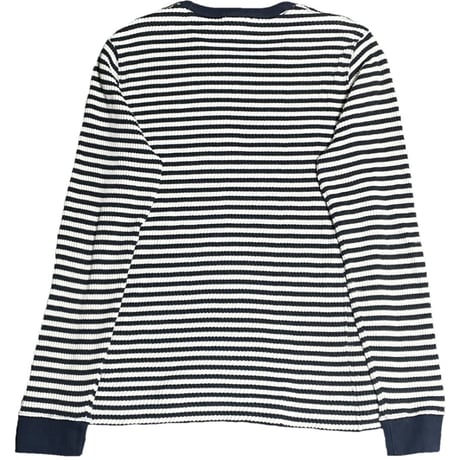 Abercrombie & Fitch ボーダー柄ワッフルサーマル ホワイト×ネイビー Mサイズ