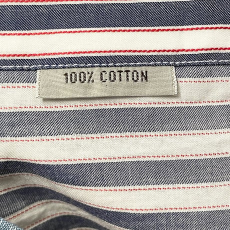 MADE IN ITALY製 Brioni 長袖ストライプ柄シャツ ホワイト×インディゴ 4サイズ