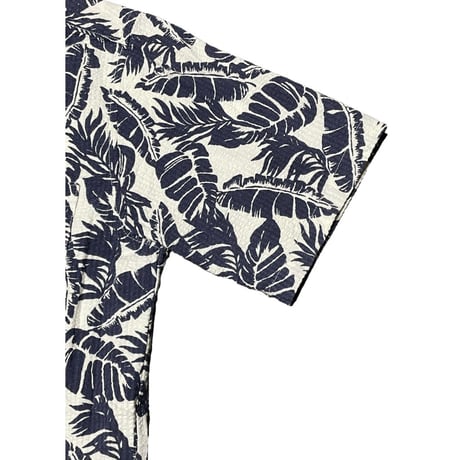 LOUNGE LIZARD シアサッカー生地アロハシャツ ホワイト×ネイビー 3/Lサイズ