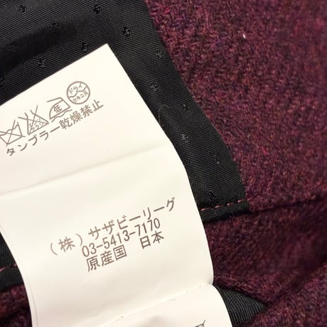 【サザビーリーグ 取り扱い】 MADE IN JAPAN製 J.SABATINO ウールチェスターコート パープル 1サイズ