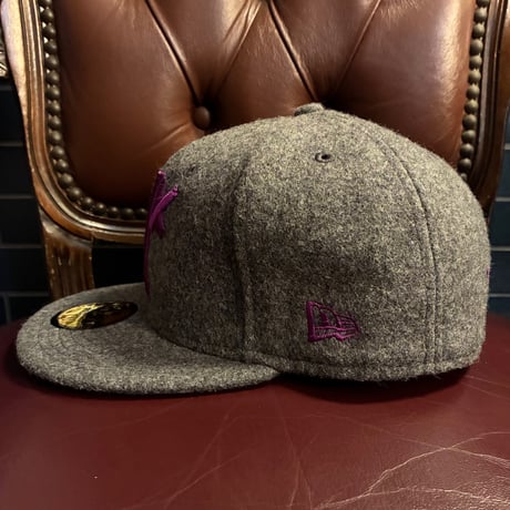 レア NEW ERA × NINE RULAZ コラボレーションモデル 59FIFTY ウール混ベースボールキャップ グレー 7-1/2 59.6cm
