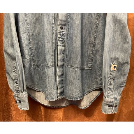 ADAM KIMMEL × CARHARTT コラボレーションモデル長袖デニムワークシャツ インディゴ Sサイズ