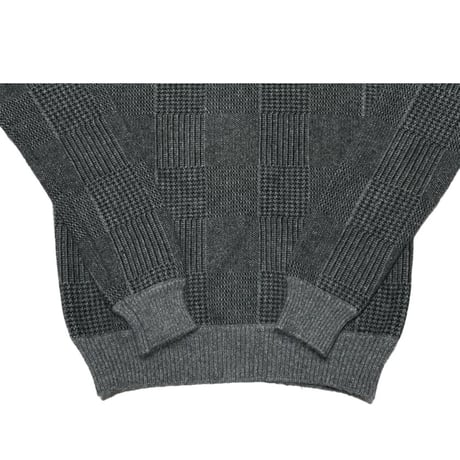 ▲訳あり商品▲ EDIFICE Lelegance ブロックチェック柄ウールアンゴラセーター チャコールグレー 46サイズ