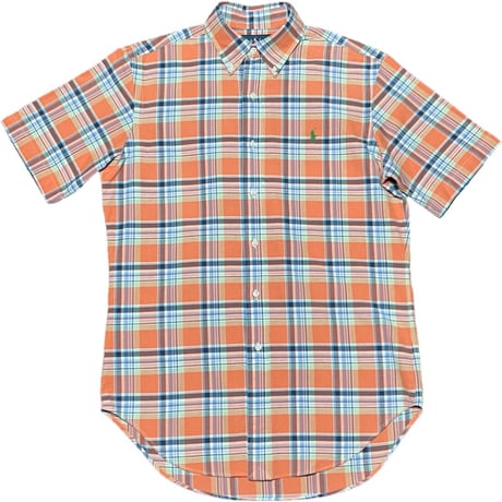 Ralph Lauren CLASSIC FIT チェック柄半袖ボタンダウンシャツ オレンジ Sサイズ