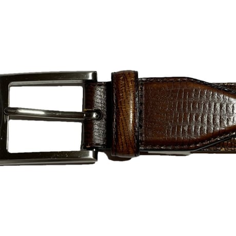VERA PELLE SURFACE SIDE GENUINE LEATHER 型押しベルト ブラウン W30サイズ相当