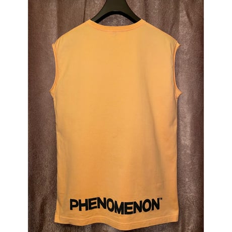 MADE IN JAPAN製 PHENOMENON 2008年モデル バックプリントノースリーブTシャツ オレンジ Lサイズ