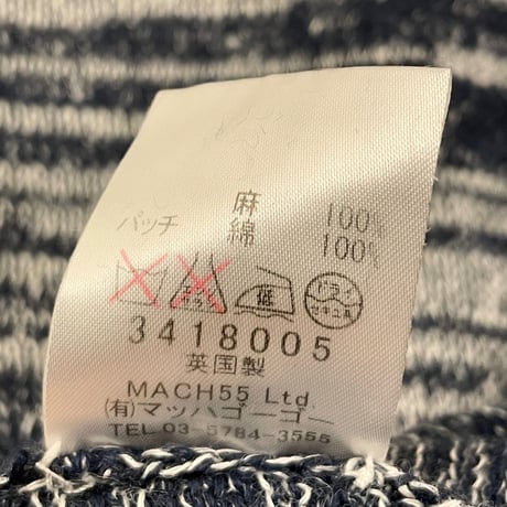 MADE IN ENGLAND製 note & book ltd. Vネックリネンセーター ネイビー Sサイズ