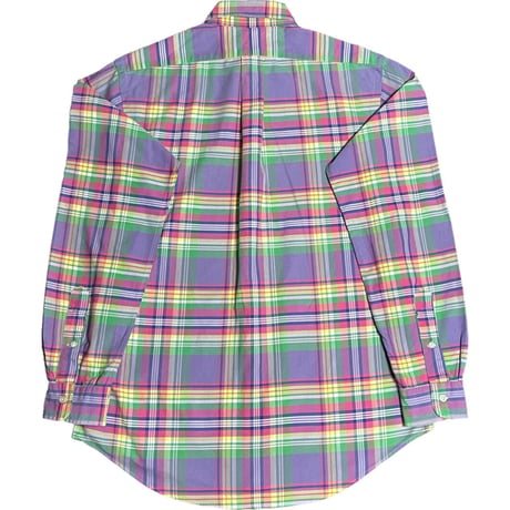 Ralph Lauren 長袖ボタンダウンチェックシャツ パープル×マルチカラー Mサイズ