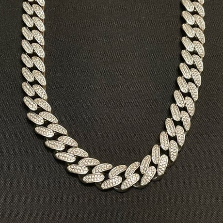 シルバー925製 AVALANCHE ジルコニアマイアミキューバンネックレス シルバー 幅10mm×45cm