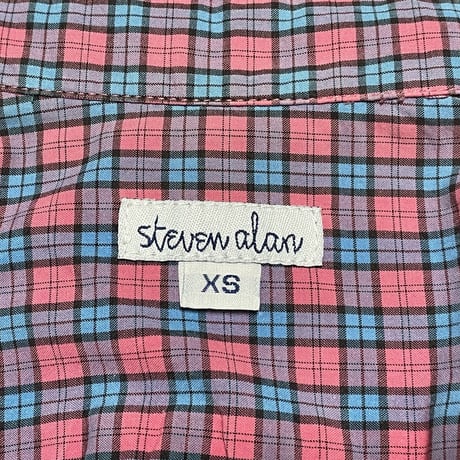 ▲訳あり商品▲ MADE IN USA製 steven alan 長袖チェックシャツ ピンク×ブルー XSサイズ